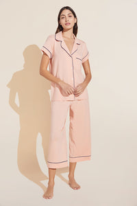 Gisele TENCEL™ Modal Short Sleeve Cropped PJ Set - Rose Cloud/Navy