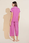 Gisele Tencel Modal Short Sleeve Cropped PJ Set - Italian Rose/Ivory