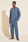 William TENCEL™ Modal Long PJ Set - Coastal Blue/Ivory