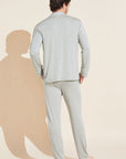 Model wears William TENCEL™ Modal Long PJ Set in Heather Grey/Ivory.