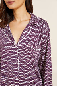 Gisele Printed TENCEL™ Modal Long PJ Set - Diamante Plum/Ivory