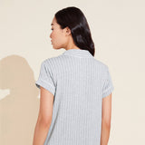 Eberjey Gisele Printed TENCEL™ Modal Shortie Short PJ Set - Classic Stripe Heather Grey/Ivory