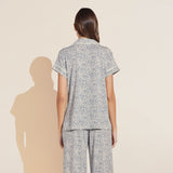 Eberjey Gisele Printed TENCEL™ Modal Short Sleeve Cropped PJ Set - Animale Coastal Blue/Ivory