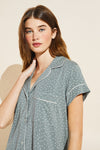 Gisele Printed TENCEL™ Modal Short Sleeve Cropped PJ - Artisan Trace Willow Green/Ivory