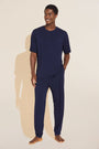 Model wears Henry TENCEL™ Modal Short Sleeve & Pant PJ Set in True Navy.