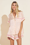 Inez Washable Silk Printed Short PJ Set - Marble Rose Cloud/Italian Rose