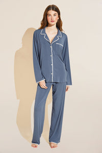 Frida TENCEL™ Modal Long PJ Set - Coastal Blue/Ivory