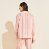 Eberjey Organic Sandwashed Cotton Printed Long PJ Set - Rose Cloud Stripe