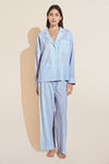 Organic Sandwashed Cotton Woven Long PJ Set - Nautico Stripe Azure