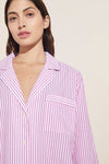 Organic Sandwashed Cotton Woven Long PJ Set - Nautico Stripe Italian Rose