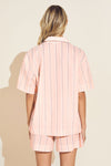 Organic Sandwashed Cotton Printed Short PJ Set - Rose Cloud Stripe