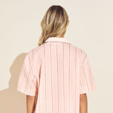 Eberjey Organic Sandwashed Cotton Printed Short PJ Set - Rose Cloud Stripe