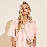 Eberjey Organic Sandwashed Cotton Printed Short PJ Set - Rose Cloud Stripe