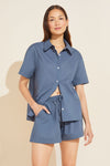 Organic Sandwashed Cotton Short PJ Set - Coastal Blue