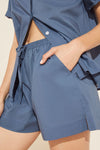 Organic Sandwashed Cotton Short PJ Set - Coastal Blue