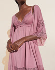 Model wears Beatrix TENCEL™ Modal Robe in Foxglove.