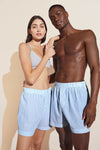 Organic Sandwashed Cotton Gender Neutral Boxer - Nautico Stripe Azure
