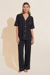 Gisele TENCEL™ Modal Short Sleeve & Pant PJ Set - Black/Sorbet Pink ...
