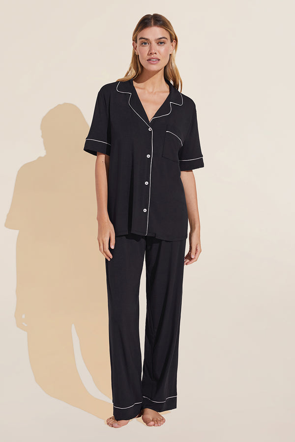 Gisele TENCEL™ Modal Short Sleeve & Pant PJ Set - Black/Sorbet Pink ...