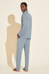 William TENCEL™ Modal Long PJ Set - Blue Fog/Ivory