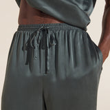 Eberjey Charles Washable Silk Short Sleeve & Pant PJ Set - Kelp