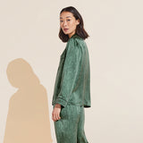 Eberjey Inez Washable Silk Printed Long PJ Set - Malachite Jade/Kelp