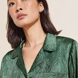 Eberjey Inez Washable Silk Printed Long PJ Set - Malachite Jade/Kelp