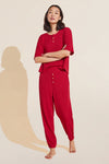 Cozy Waffle Short Sleeve & Pant PJ Set - Haute Red