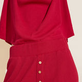 Eberjey Cozy Waffle Short Sleeve & Pant PJ Set - Haute Red