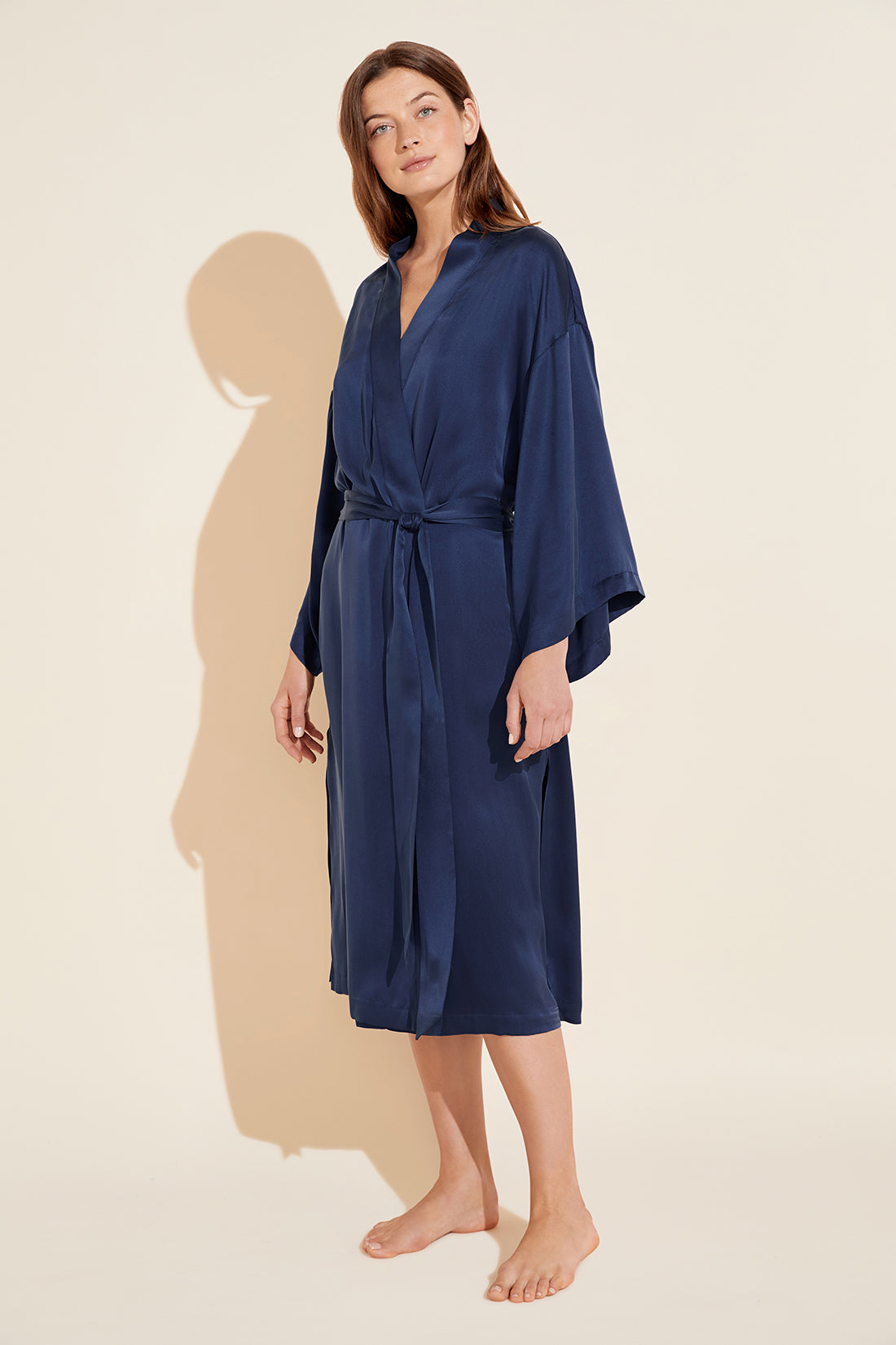 Inez Washable Silk Short PJ Set - Navy/Champagne