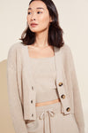 Recycled Sweater Cropped Cardigan - Oat