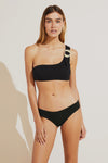 Marion Textured Bikini Top with Buckle - Black