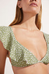 Graziela Printed Textured Bikini Top - Pear/Ivory
