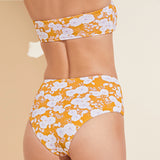 Eberjey Dita Printed Textured Bikini Bottom - Mango/Lilac