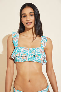 Jane Printed Textured Bikini Top - Ocean Bay/Multi