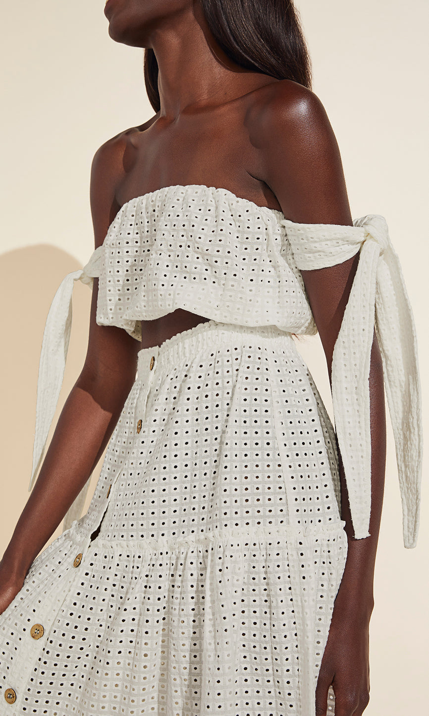 Eberjey Nellie Cotton Eyelet Beach Skirt- Ecru main image 0