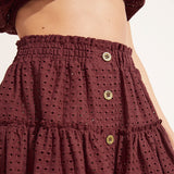 Eberjey Nellie Cotton Eyelet Beach Skirt - Brick