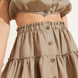 Eberjey Nellie Linen Skirt - Khaki